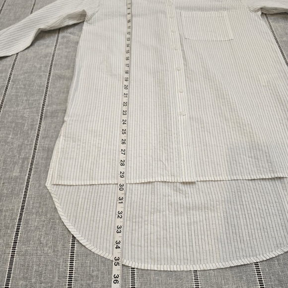 Anthropologie Striped Button Down Shirt Tunic Top Size Xs White/ Black - Picture 5 of 11